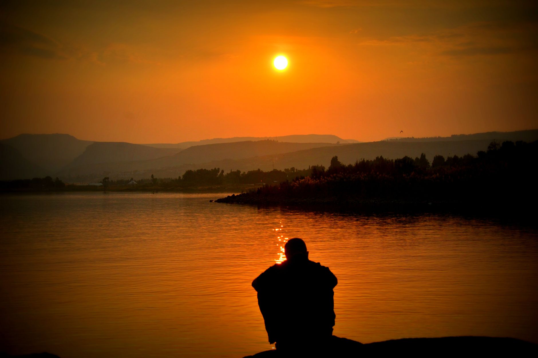A peaceful sunset, a picture of rest and worship